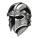 Ancient Roman helmet surrounded tattoo design idea