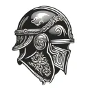 Ancient Roman helmet surrounded tattoo design idea