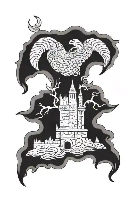 walrus Scottish castle and knot design tattoo design idea