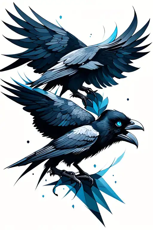 odin and ravens blue eyes tattoo design idea