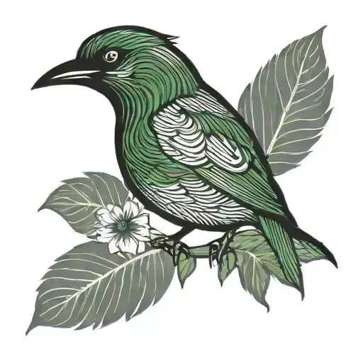 green bird silhouette tattoo design idea