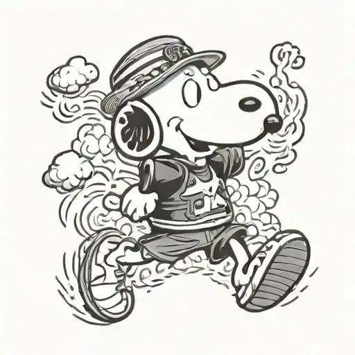 snoopy mixed with luffy one piece tattoo design idea