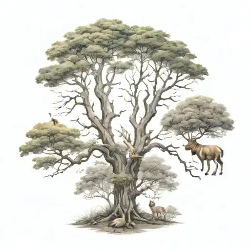 tree forest with animals and nature tattoo design tattoo design idea