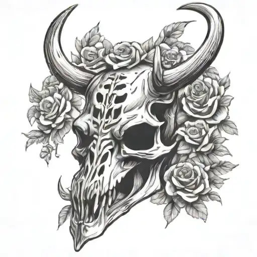 buck skull for hand tattoo design idea