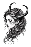 beautiful demon lady head tattoo design idea