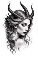 beautiful demon lady head tattoo design idea