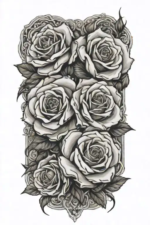 Romans 8:11 roses intertwined tattoo design idea