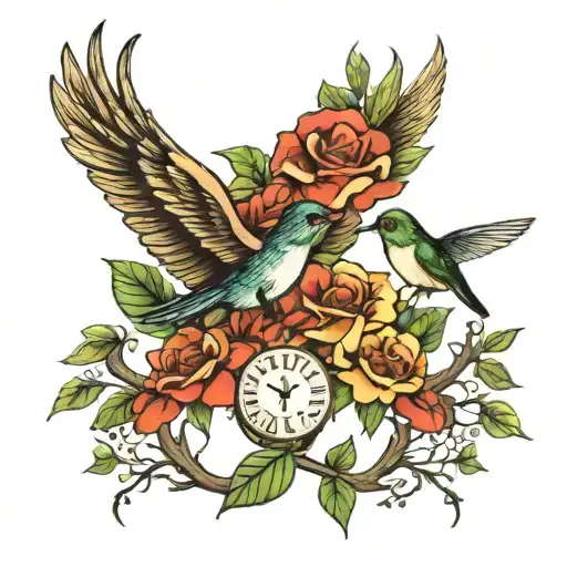 memorial for my mom and dad with deer antlers and hummingbird tattoo design idea