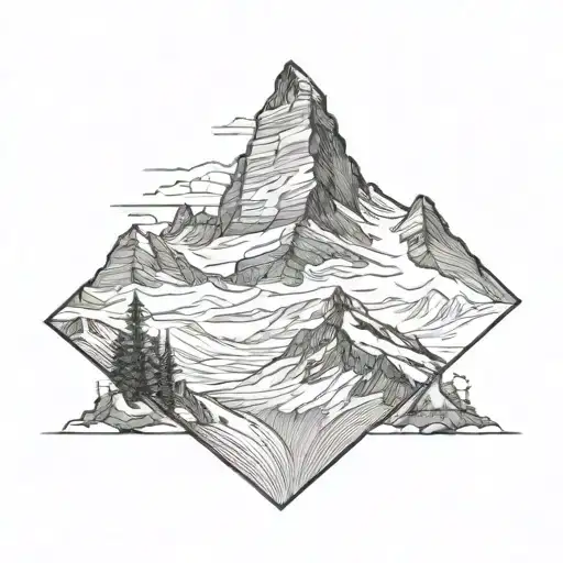 matterhorn scene tattoo design idea