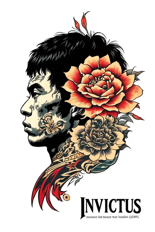"Invictus" Bruce lee inspired design featuring tattoo design idea