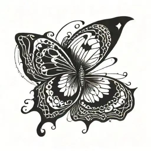 butterfly flying tattoo design idea