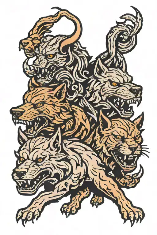 Cerberus and hades mythology symbols tattoo design idea