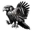 red tail hawk all black  tattoo design idea