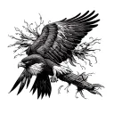 red tail hawk all black  tattoo design idea