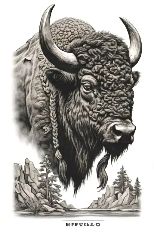 Buffalo Head tattoo design idea
