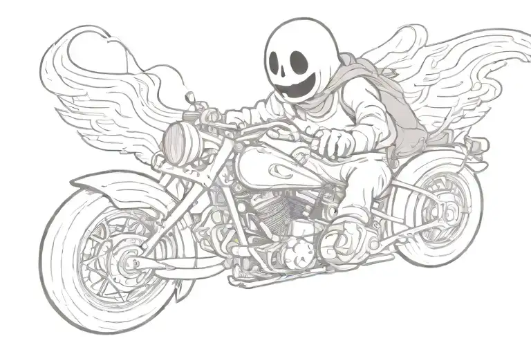 Casper the ghost riding a motorcycle tattoo design idea