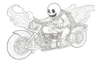 Casper the ghost riding a motorcycle tattoo design idea