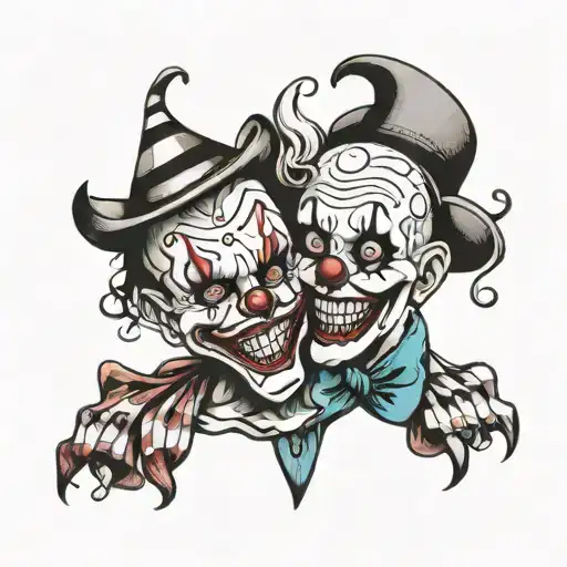 smile now cry later clowns tattoo design idea