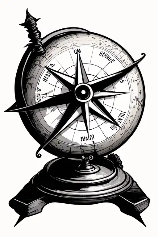 compass and globe tattoo design idea