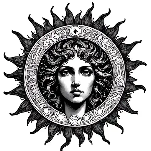  the sun tarot esoteric tattoo design idea