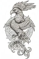 liver bird rising tattoo design idea