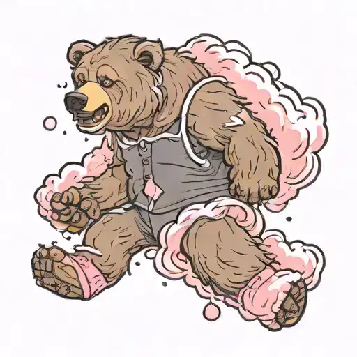  grizzly bear made of fairy floss tattoo design idea