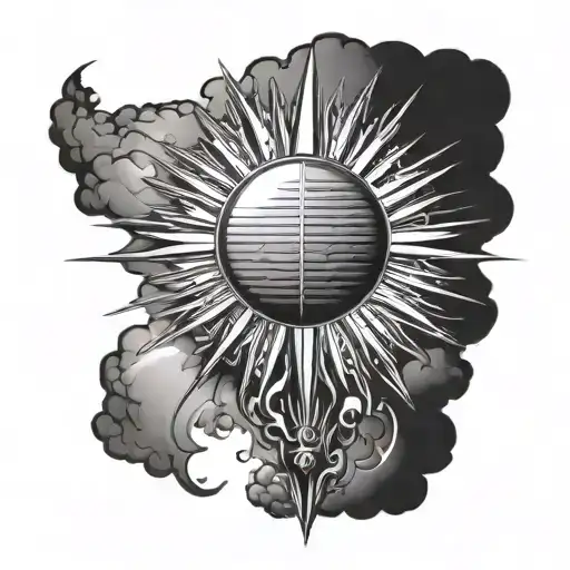 light rays coming light emanating light shining sun tattoo design idea