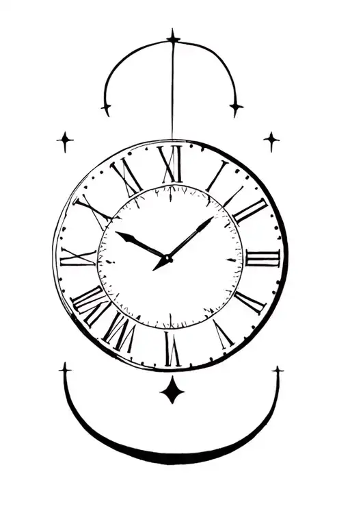 a clock pointing midnight tattoo design idea