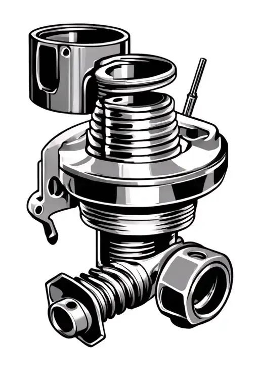 piston, spark plug and crankshaft tattoo design idea