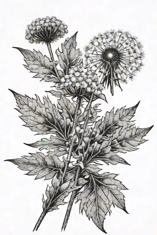 A dandelion crossing with a yarrow flower tattoo tattoo design idea
