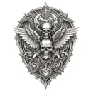 death angel love family strength courage bravery honor demon tattoo design idea