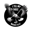 eagle soaring with text "I tell my eagle where to fly" tattoo design idea