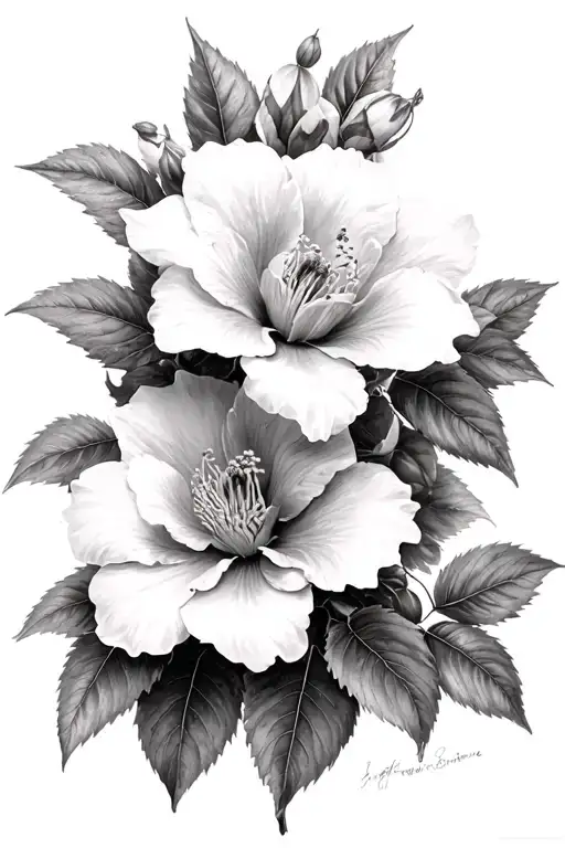 clematis and wild rose intertwined tattoo design idea