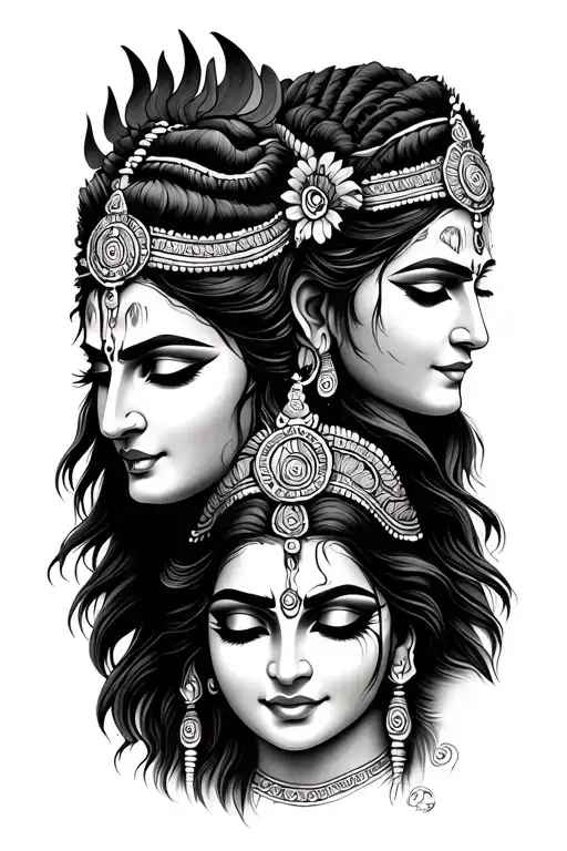 shiva and kali tattoo design idea