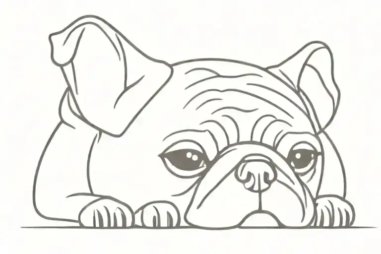 pug ears outline tattoo design idea