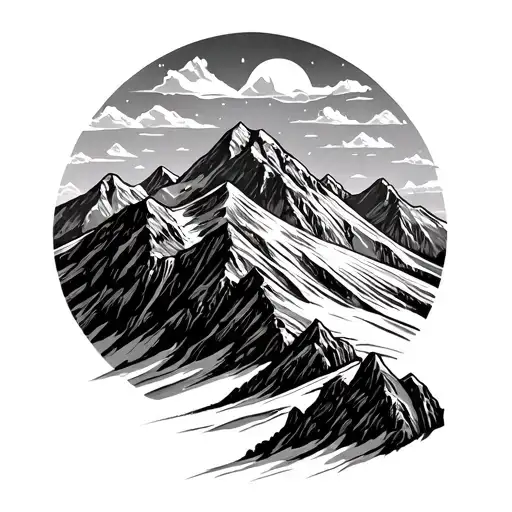 adventure mountains perspective change tattoo design idea