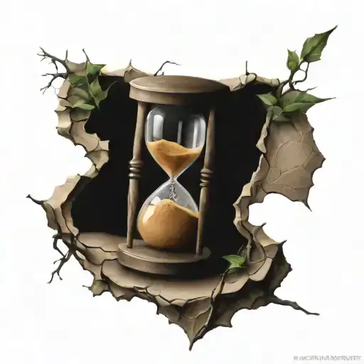 cracked hourglass with thorns wrapped tattoo design idea