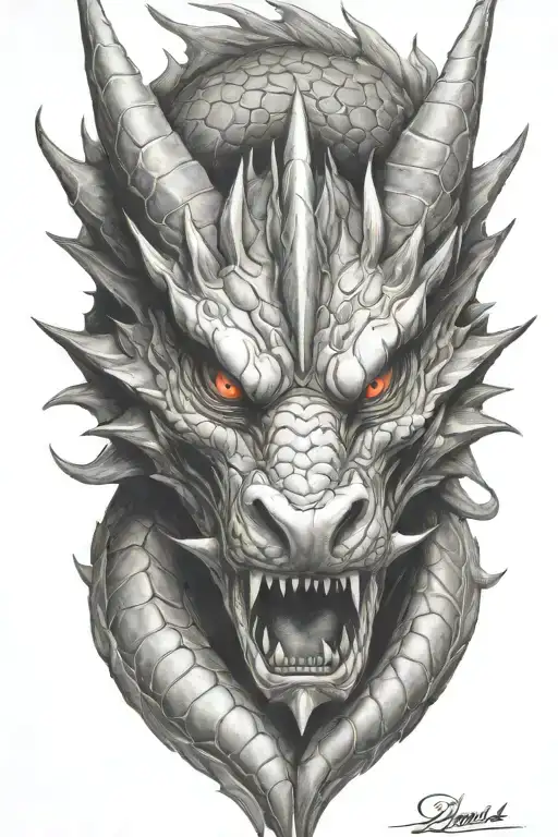 midevil dragon face tattoo design idea