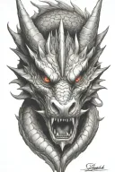 midevil dragon face tattoo design idea