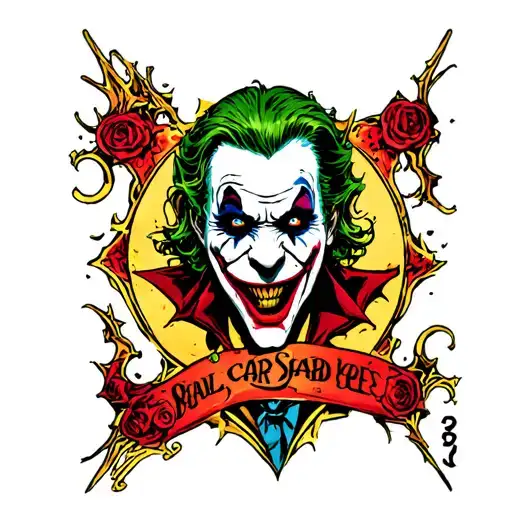 wicked joker from card deck tattoo design idea
