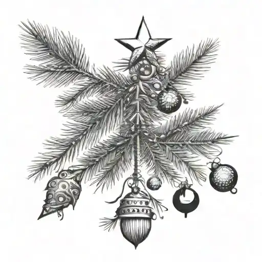 Jake and Mike and Matt want a small christmas tree with the intials JG and MH and MB as the ornaments tattoo design idea
