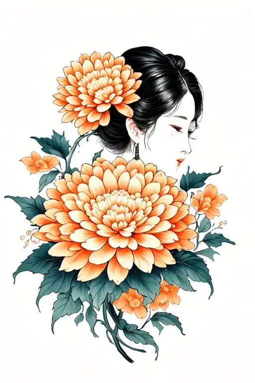 japanese chrysanthemum long tattoo design idea