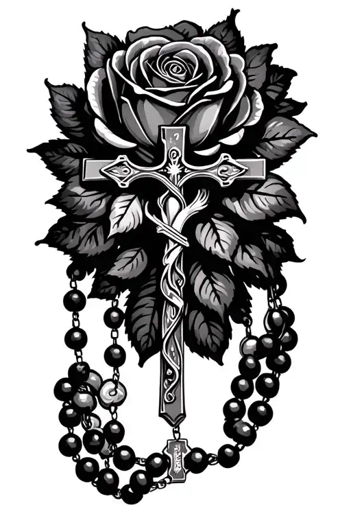 rosary with beads tattoo design idea