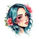 woman face tattoo design idea