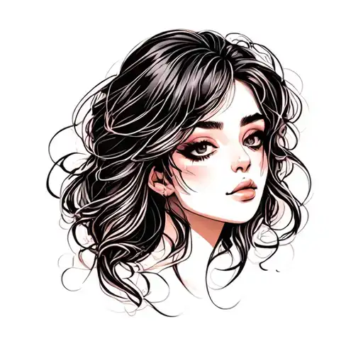 woman face tattoo design idea