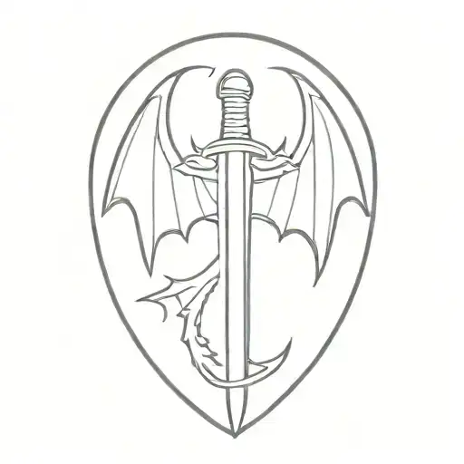 sword with dragon wings spread tattoo design idea