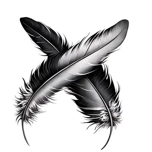 3 feathers falling down tattoo design idea
