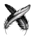 3 feathers falling down tattoo design idea