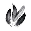 3 feathers falling down tattoo design idea