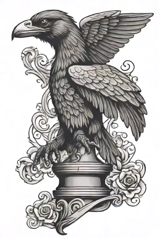 Rook chess piece, Rook bird flying tattoo design idea